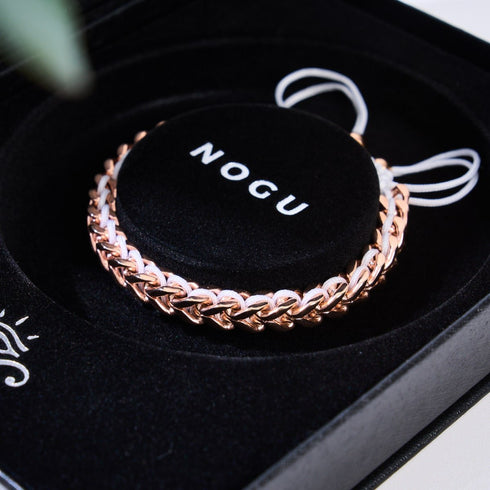 Blanc x Or Rose | Bracelet chaîne de blé Gaia